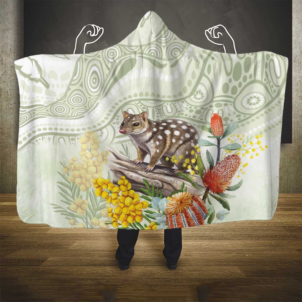 Eastern Quoll Australia Hooded Blanket Watercolor National Flowers Indigenous Art - Aussie Hoodie