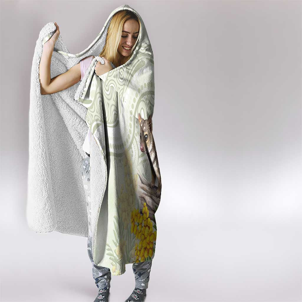 Eastern Quoll Australia Hooded Blanket Watercolor National Flowers Indigenous Art - Aussie Hoodie