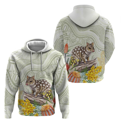 Eastern Quoll Australia Hoodie Watercolor National Flowers Indigenous Art - Aussie Hoodie