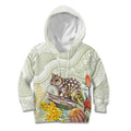 Eastern Quoll Australia Kid Hoodie Watercolor National Flowers Indigenous Art - Aussie Hoodie
