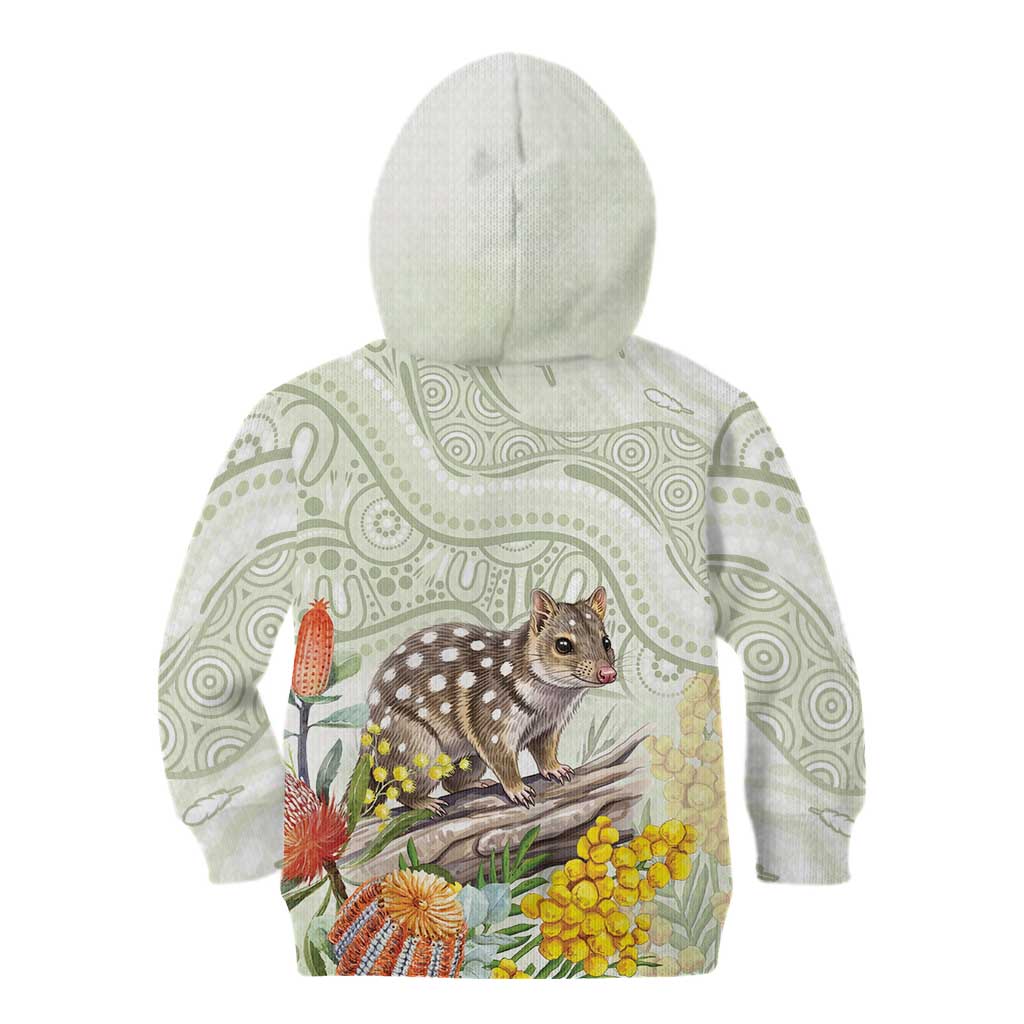 Eastern Quoll Australia Kid Hoodie Watercolor National Flowers Indigenous Art - Aussie Hoodie