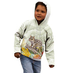 Eastern Quoll Australia Kid Hoodie Watercolor National Flowers Indigenous Art - Aussie Hoodie