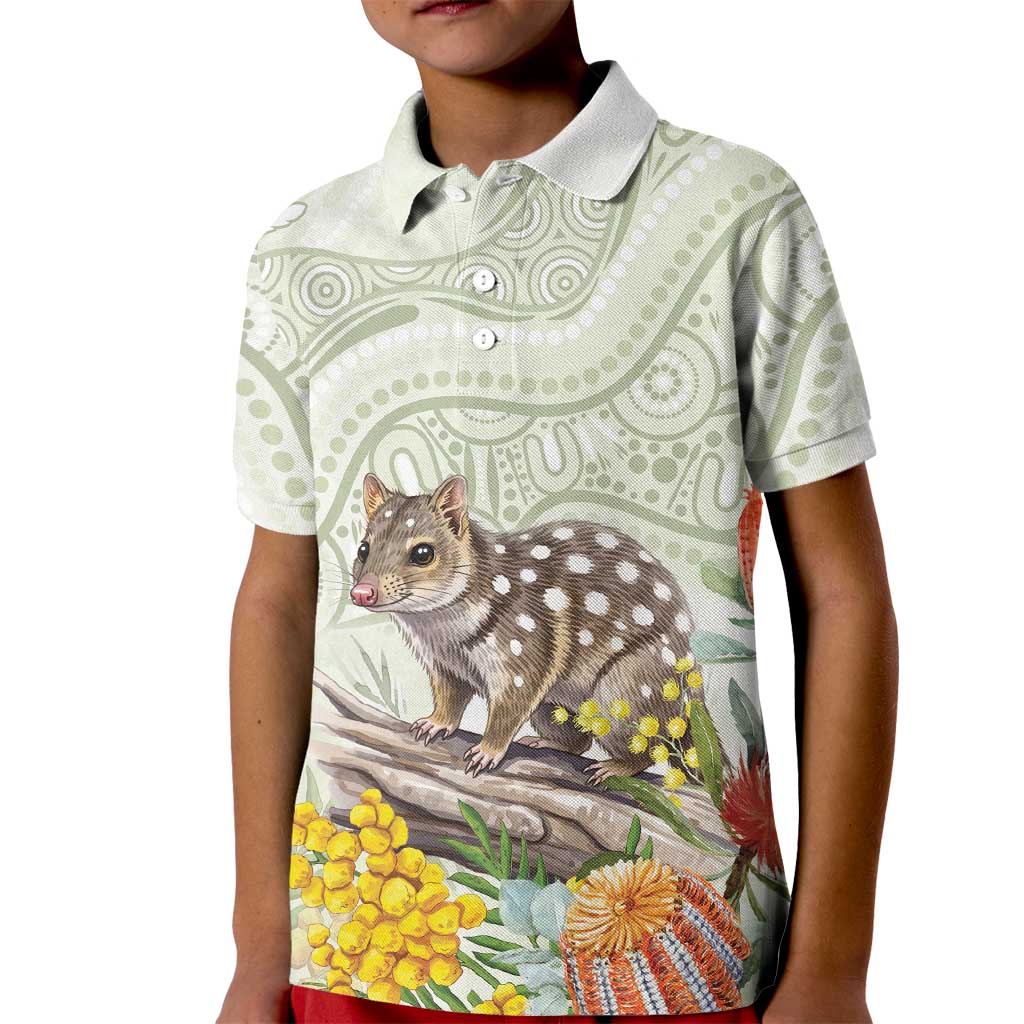 Eastern Quoll Australia Kid Polo Shirt Watercolor National Flowers Indigenous Art - Aussie Hoodie