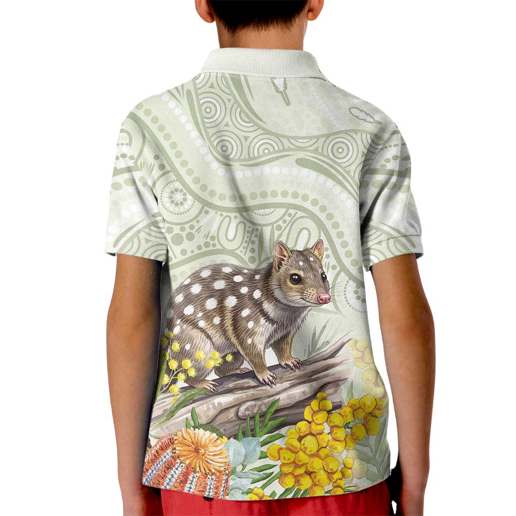 Eastern Quoll Australia Kid Polo Shirt Watercolor National Flowers Indigenous Art - Aussie Hoodie