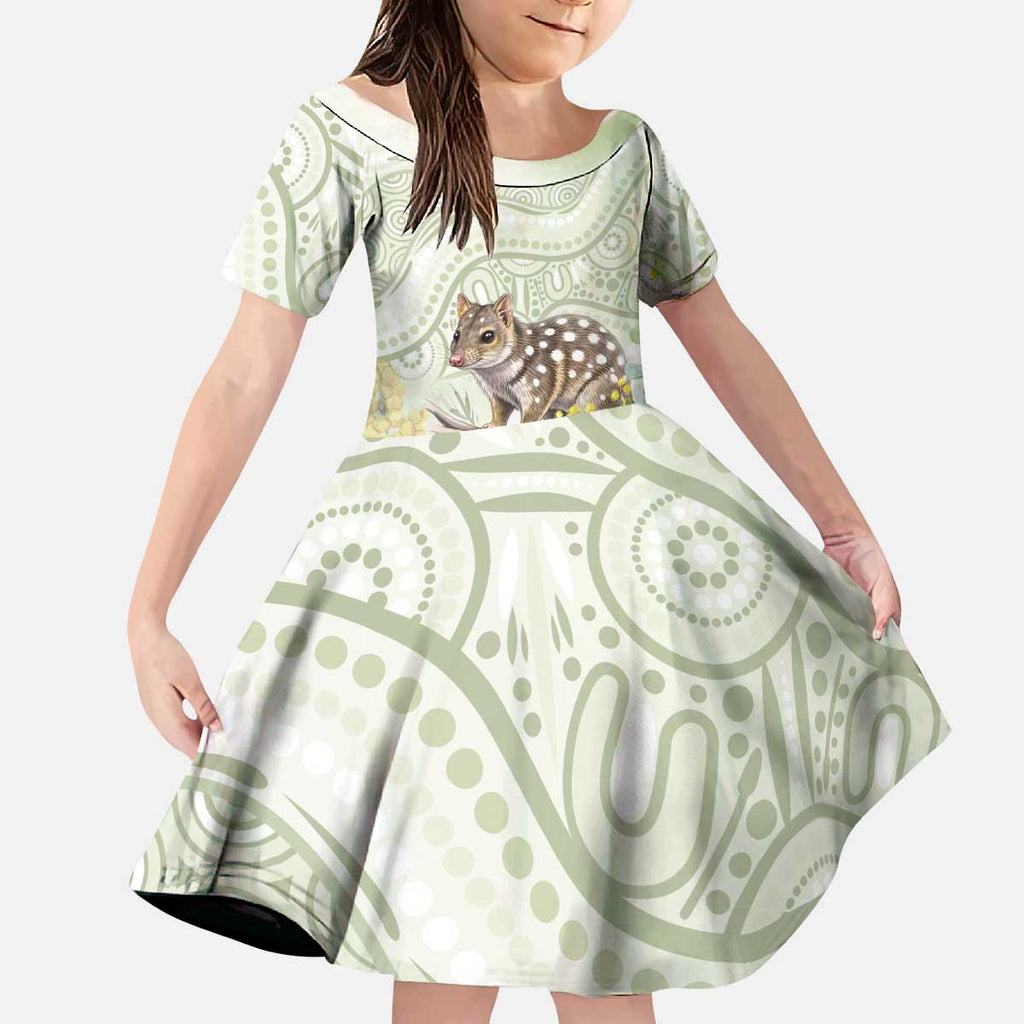 Eastern Quoll Australia Kid Short Sleeve Dress Watercolor National Flowers Indigenous Art - Aussie Hoodie