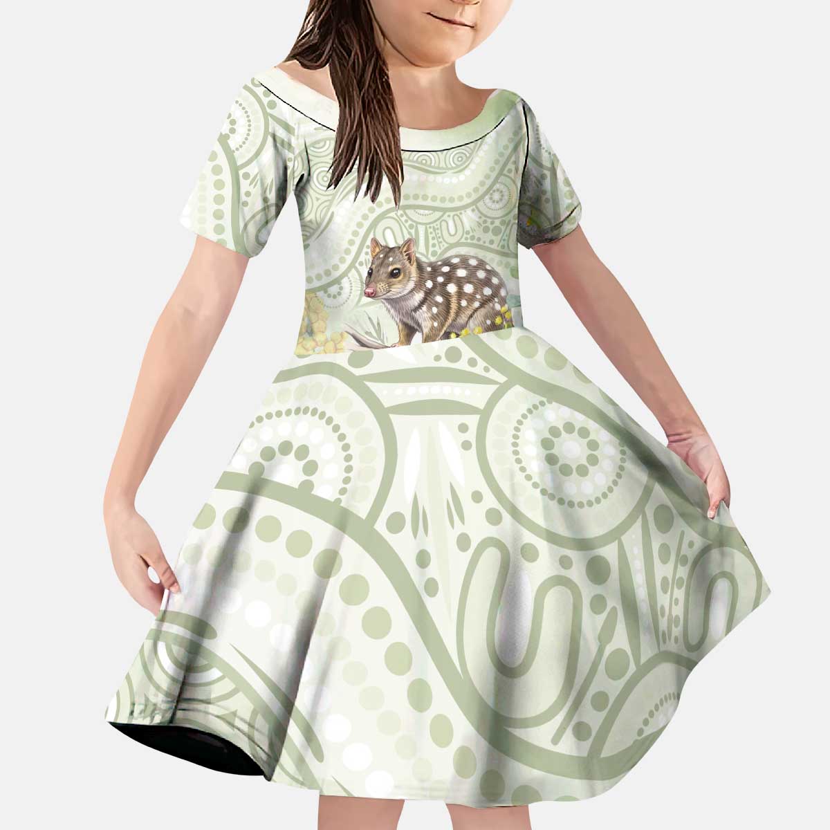 Eastern Quoll Australia Kid Short Sleeve Dress Watercolor National Flowers Indigenous Art - Aussie Hoodie
