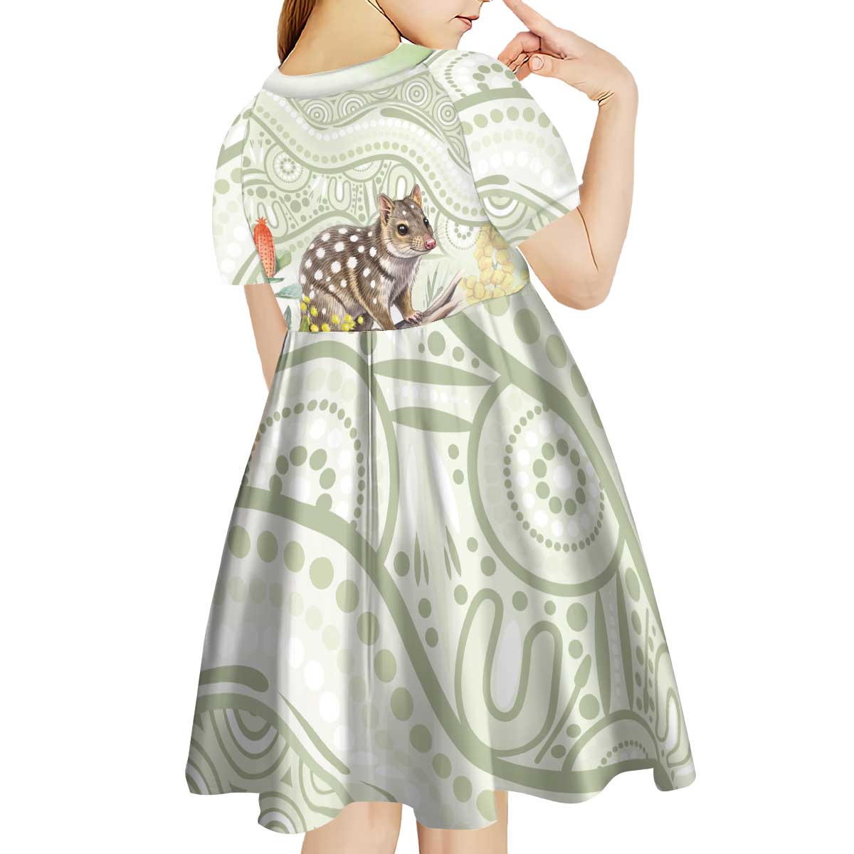 Eastern Quoll Australia Kid Short Sleeve Dress Watercolor National Flowers Indigenous Art - Aussie Hoodie