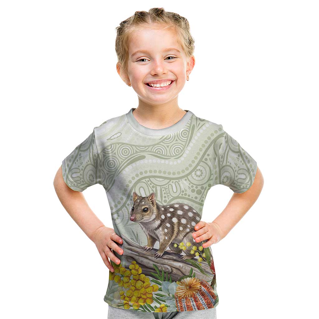Eastern Quoll Australia Kid T Shirt Watercolor National Flowers Indigenous Art - Aussie Hoodie
