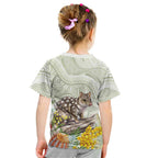 Eastern Quoll Australia Kid T Shirt Watercolor National Flowers Indigenous Art - Aussie Hoodie