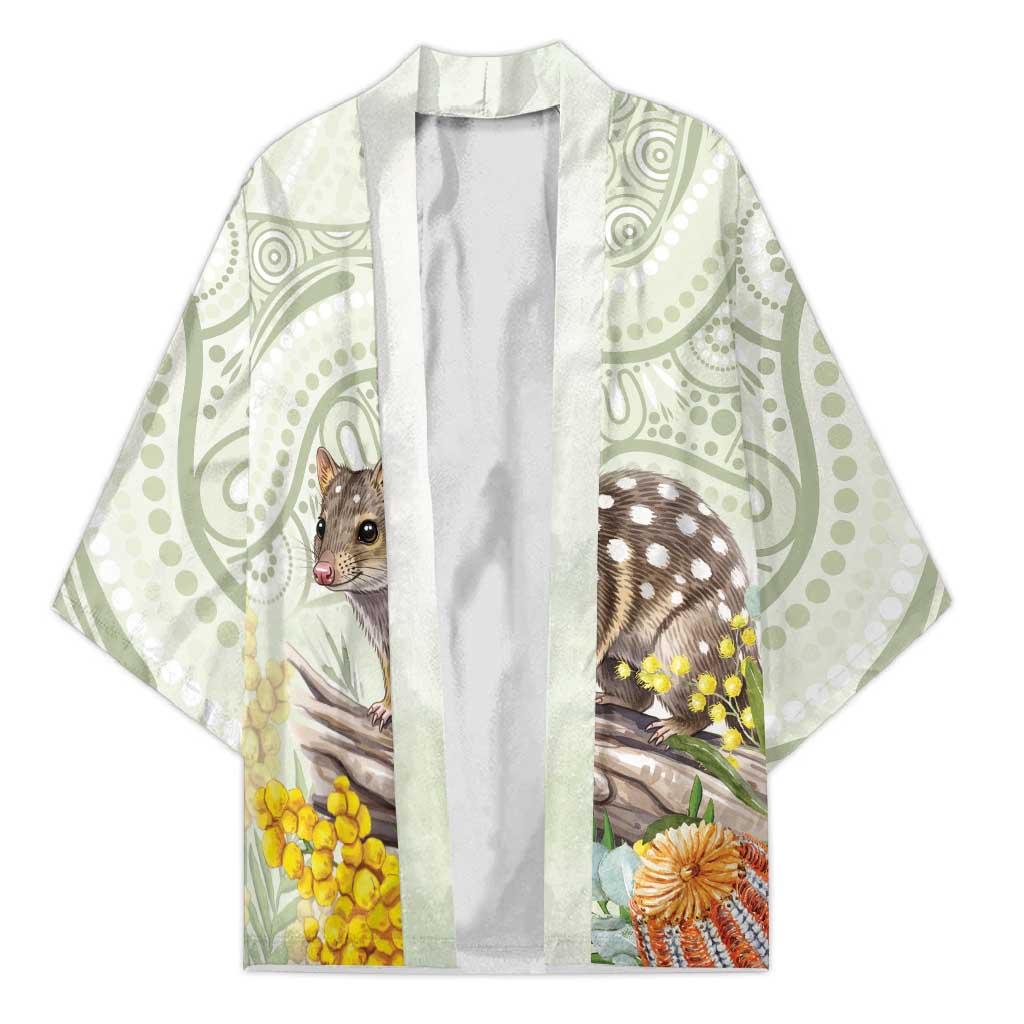 Eastern Quoll Australia Kimono Watercolor National Flowers Indigenous Art - Aussie Hoodie