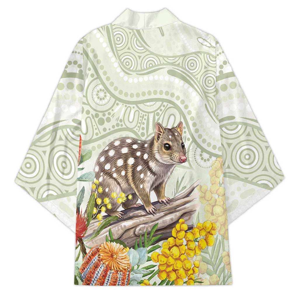 Eastern Quoll Australia Kimono Watercolor National Flowers Indigenous Art - Aussie Hoodie
