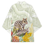 Eastern Quoll Australia Kimono Watercolor National Flowers Indigenous Art - Aussie Hoodie