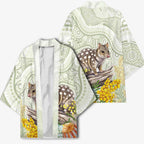 Eastern Quoll Australia Kimono Watercolor National Flowers Indigenous Art - Aussie Hoodie