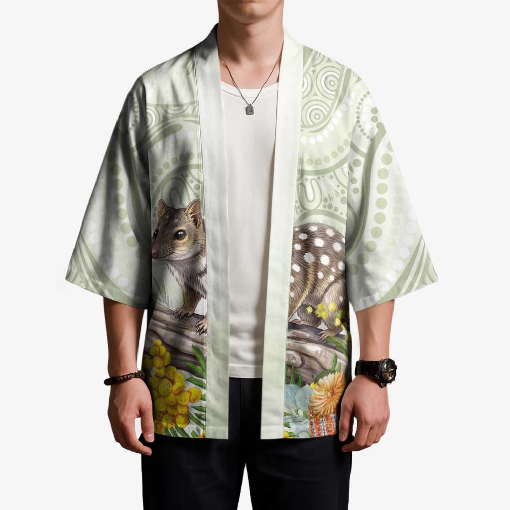 Eastern Quoll Australia Kimono Watercolor National Flowers Indigenous Art - Aussie Hoodie
