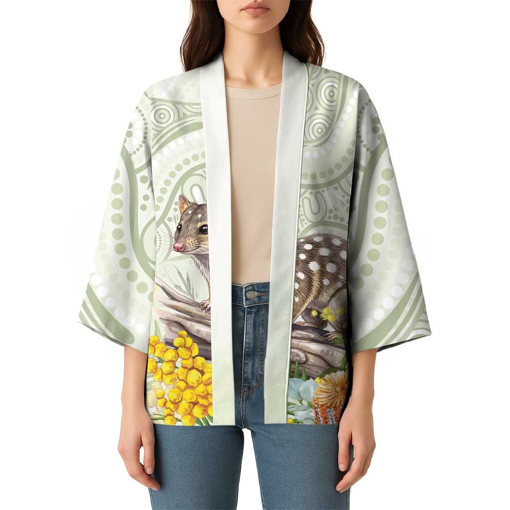 Eastern Quoll Australia Kimono Watercolor National Flowers Indigenous Art - Aussie Hoodie