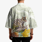 Eastern Quoll Australia Kimono Watercolor National Flowers Indigenous Art - Aussie Hoodie