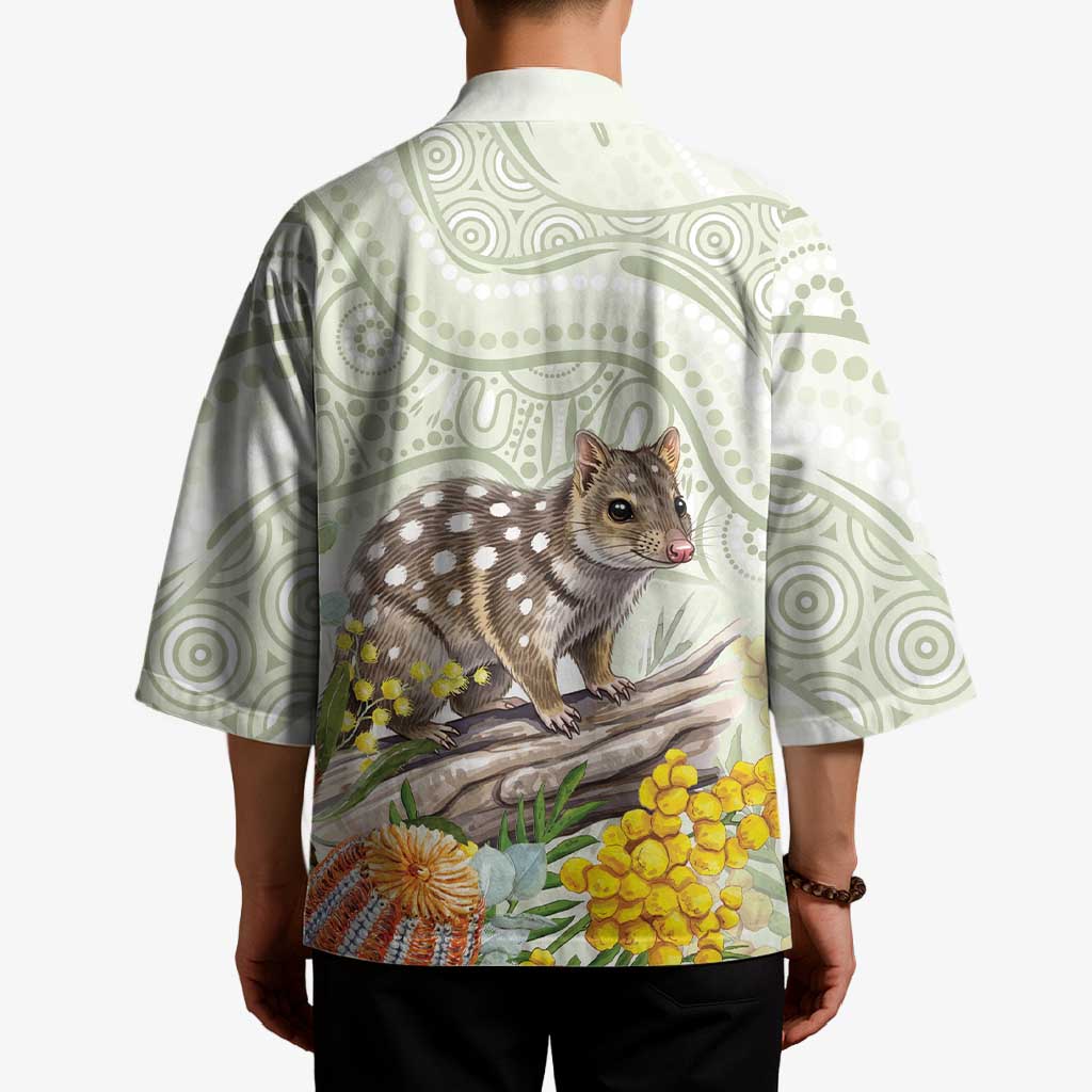 Eastern Quoll Australia Kimono Watercolor National Flowers Indigenous Art - Aussie Hoodie