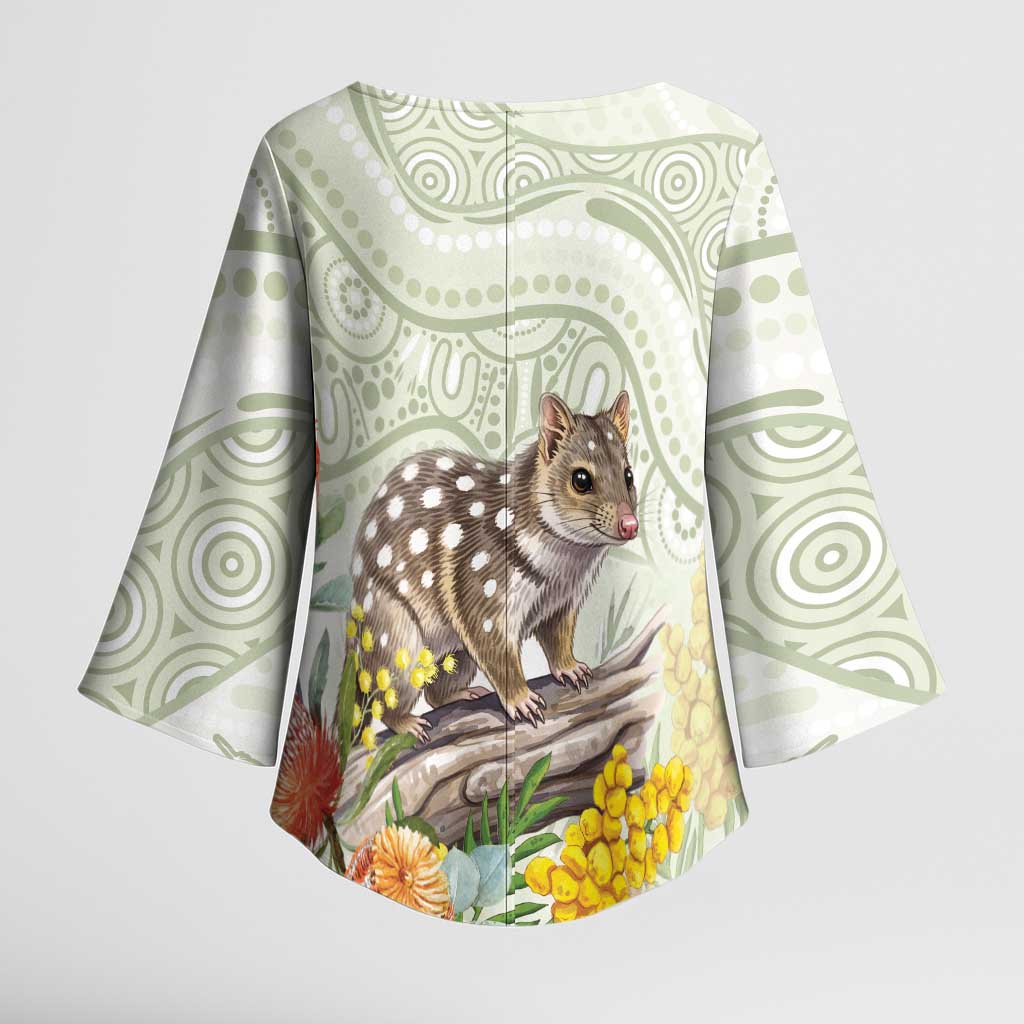 Eastern Quoll Australia Kimono Sleeve Blouse Watercolor National Flowers Indigenous Art - Aussie Hoodie