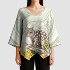 Eastern Quoll Australia Kimono Sleeve Blouse Watercolor National Flowers Indigenous Art - Aussie Hoodie