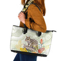 Eastern Quoll Australia Leather Tote Bag Watercolor National Flowers Indigenous Art - Aussie Hoodie