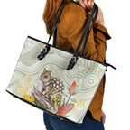 Eastern Quoll Australia Leather Tote Bag Watercolor National Flowers Indigenous Art - Aussie Hoodie