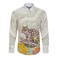 Eastern Quoll Australia Long Sleeve Button Shirt Watercolor National Flowers Indigenous Art - Aussie Hoodie