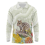 Eastern Quoll Australia Long Sleeve Polo Shirt Watercolor National Flowers Indigenous Art - Aussie Hoodie