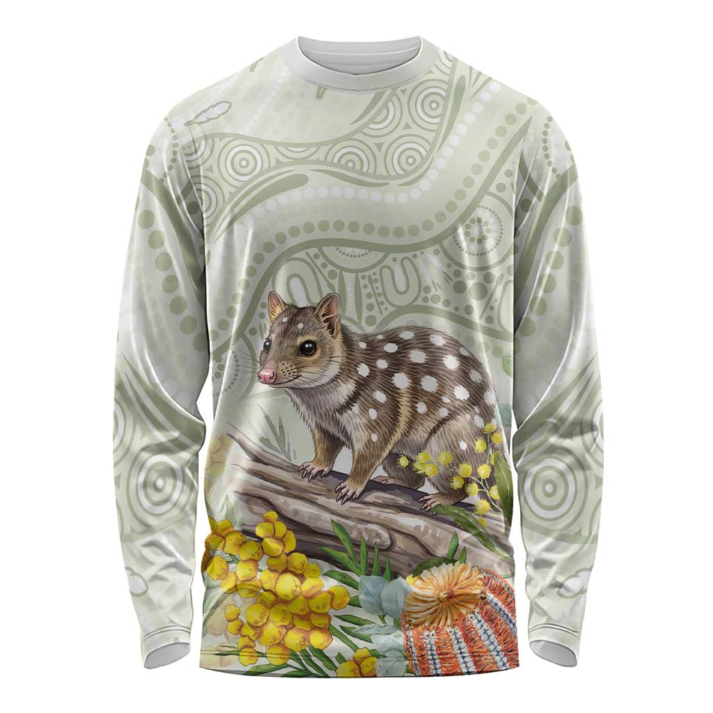 Eastern Quoll Australia Long Sleeve Shirt Watercolor National Flowers Indigenous Art - Aussie Hoodie