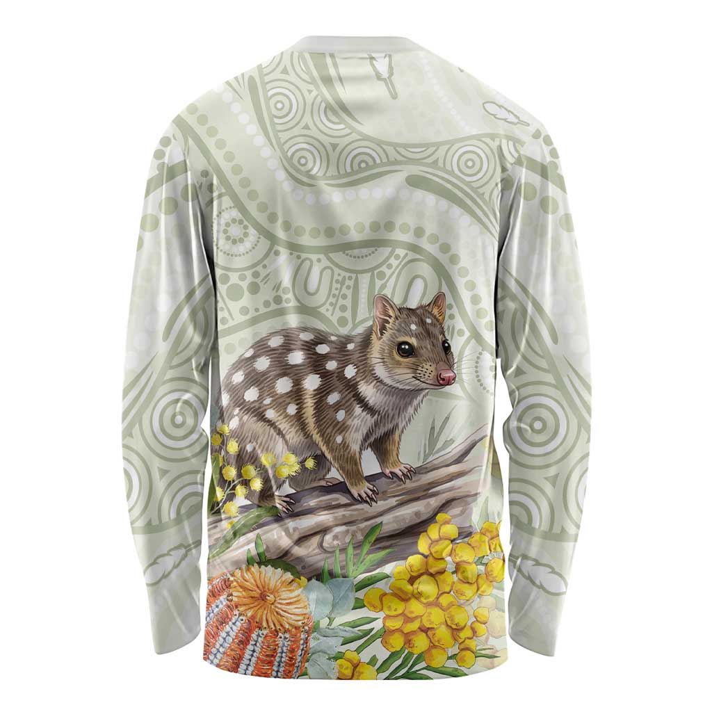Eastern Quoll Australia Long Sleeve Shirt Watercolor National Flowers Indigenous Art - Aussie Hoodie