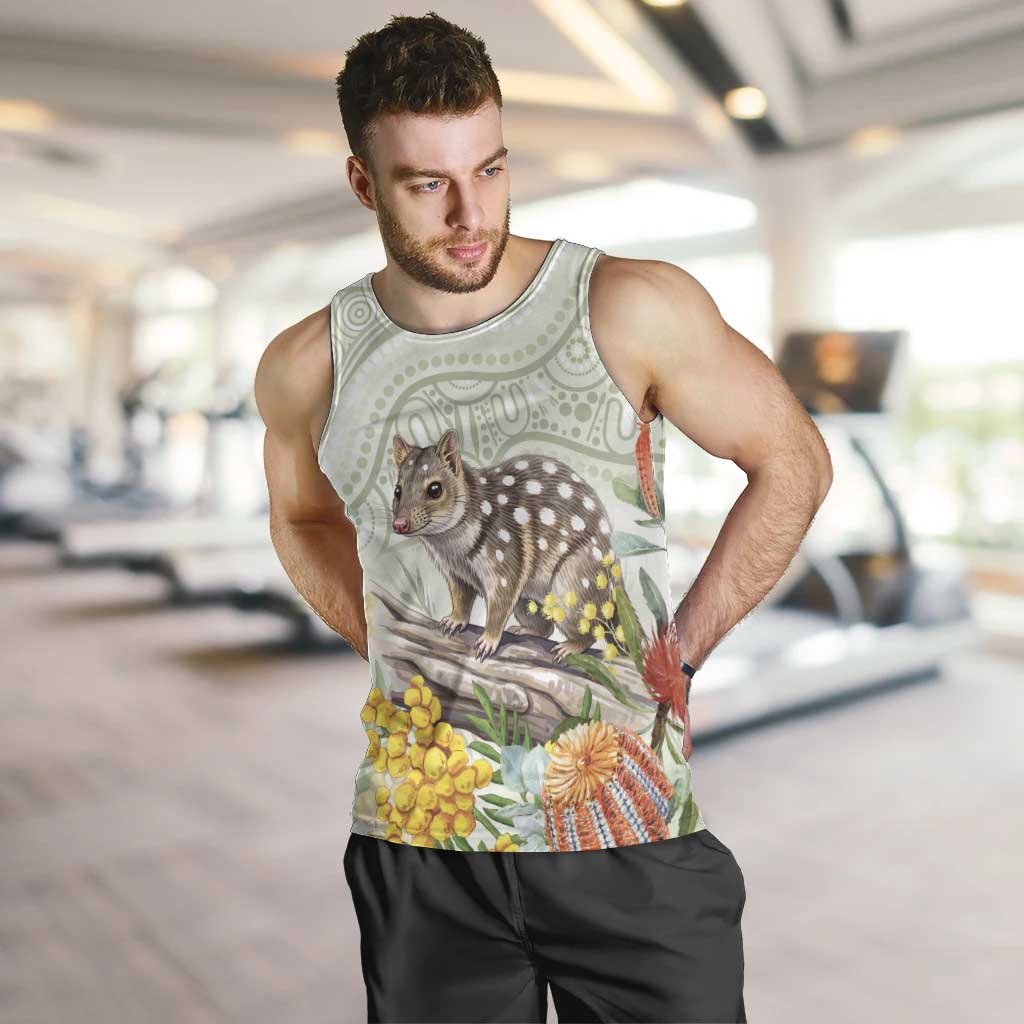 Eastern Quoll Australia Men Tank Top Watercolor National Flowers Indigenous Art - Aussie Hoodie