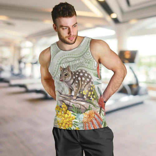 Eastern Quoll Australia Men Tank Top Watercolor National Flowers Indigenous Art - Aussie Hoodie