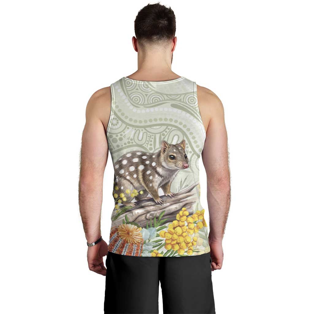 Eastern Quoll Australia Men Tank Top Watercolor National Flowers Indigenous Art - Aussie Hoodie