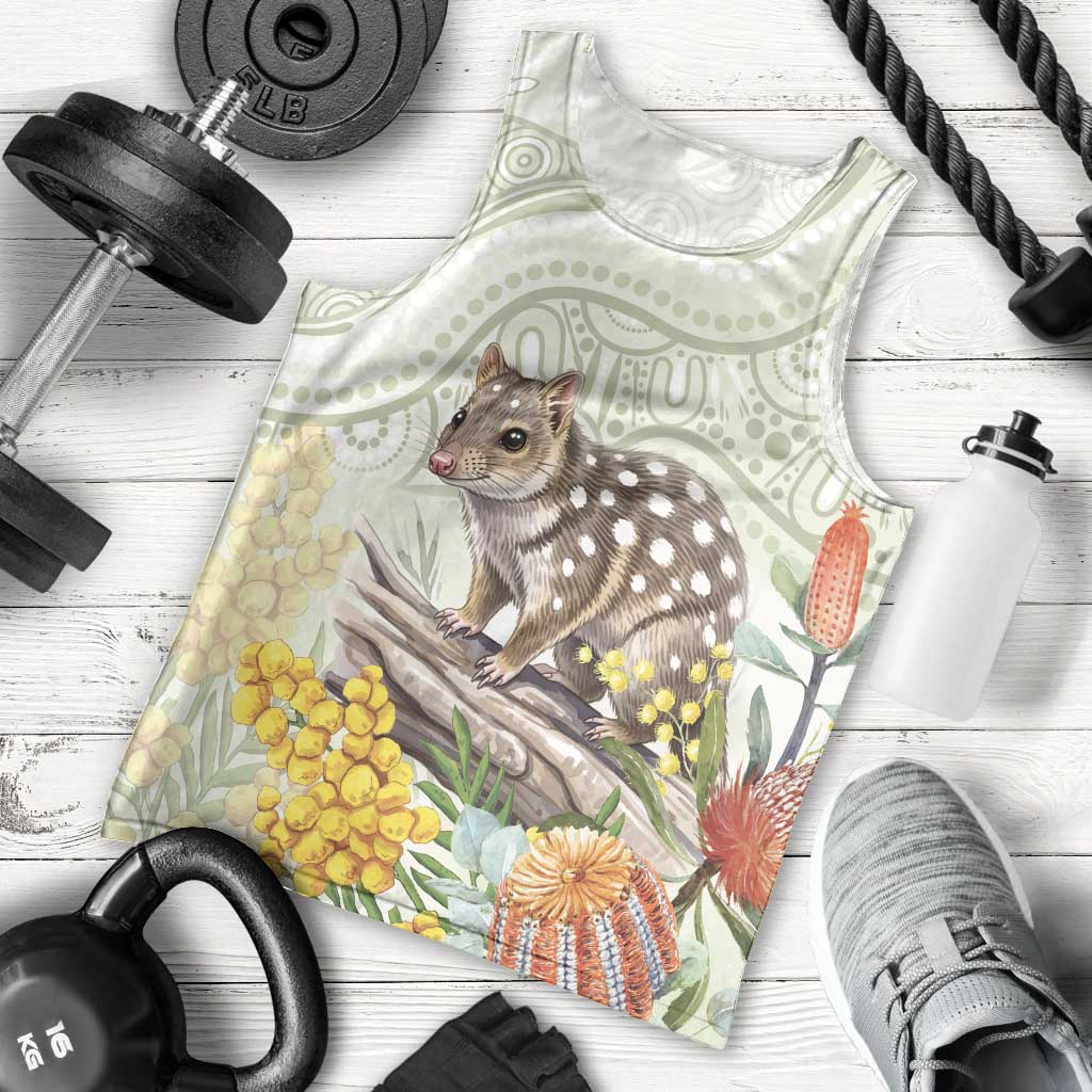 Eastern Quoll Australia Men Tank Top Watercolor National Flowers Indigenous Art - Aussie Hoodie