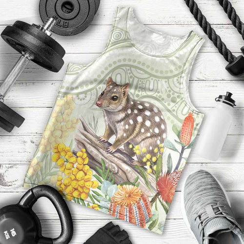 Eastern Quoll Australia Men Tank Top Watercolor National Flowers Indigenous Art - Aussie Hoodie