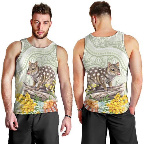 Eastern Quoll Australia Men Tank Top Watercolor National Flowers Indigenous Art - Aussie Hoodie