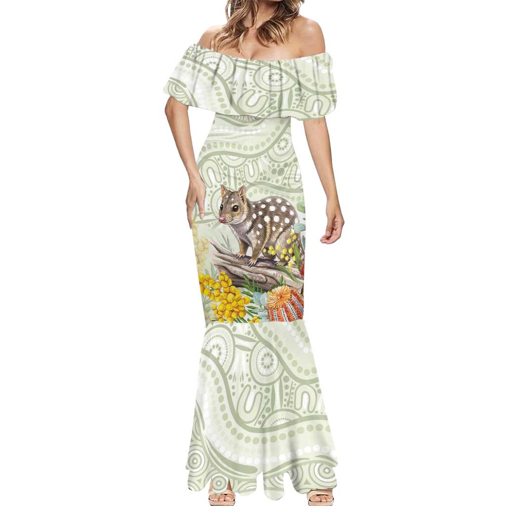 Eastern Quoll Australia Mermaid Dress Watercolor National Flowers Indigenous Art - Aussie Hoodie