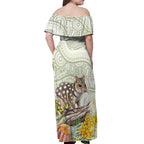 Eastern Quoll Australia Off Shoulder Maxi Dress Watercolor National Flowers Indigenous Art - Aussie Hoodie