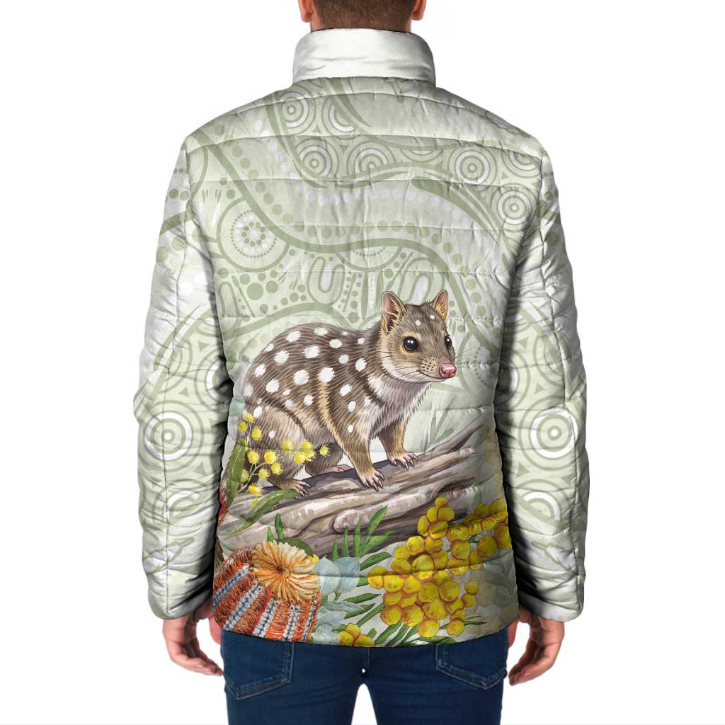 Eastern Quoll Australia Padded Jacket Watercolor National Flowers Indigenous Art - Aussie Hoodie
