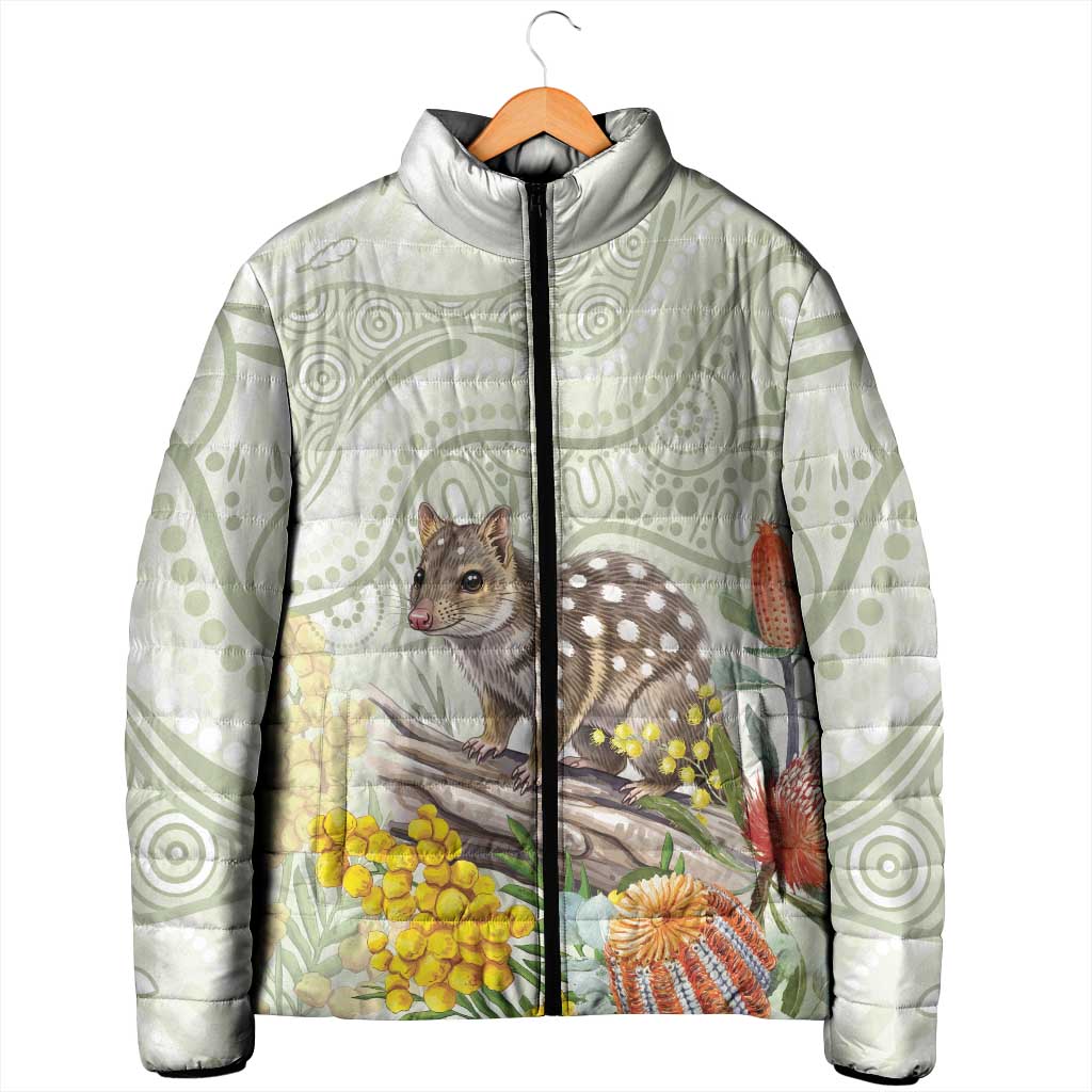 Eastern Quoll Australia Padded Jacket Watercolor National Flowers Indigenous Art - Aussie Hoodie