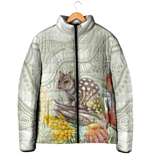 Eastern Quoll Australia Padded Jacket Watercolor National Flowers Indigenous Art - Aussie Hoodie