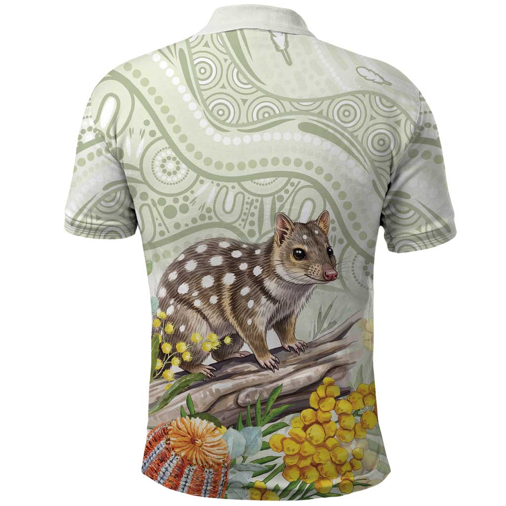 Eastern Quoll Australia Polo Shirt Watercolor National Flowers Indigenous Art - Aussie Hoodie