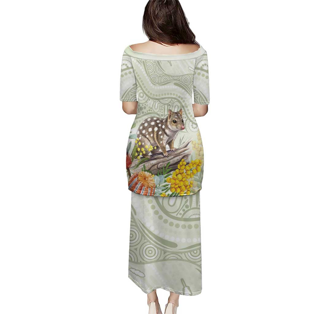 Eastern Quoll Australia Puletasi Watercolor National Flowers Indigenous Art - Aussie Hoodie