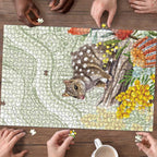 Eastern Quoll Australia Puzzle Watercolor National Flowers Indigenous Art - Aussie Hoodie
