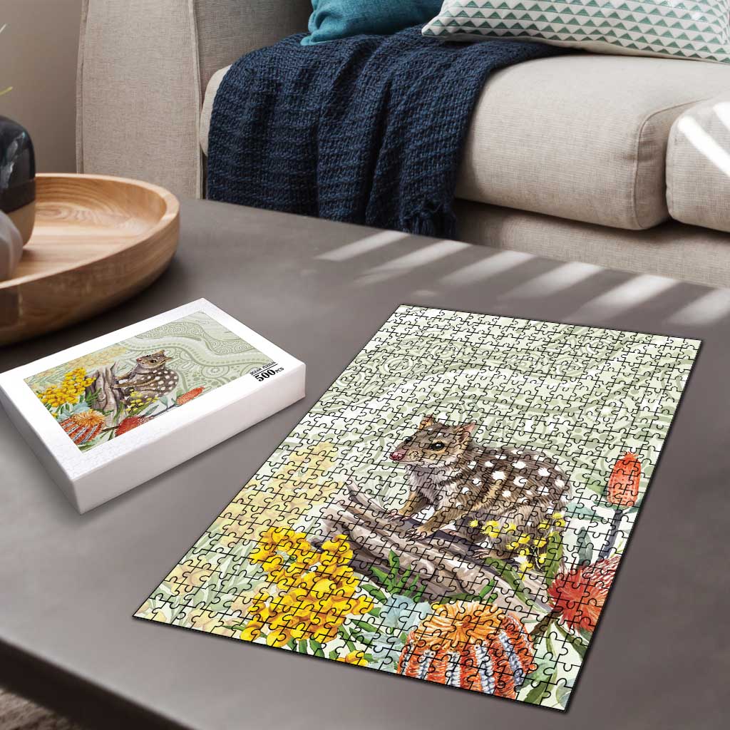 Eastern Quoll Australia Puzzle Watercolor National Flowers Indigenous Art - Aussie Hoodie