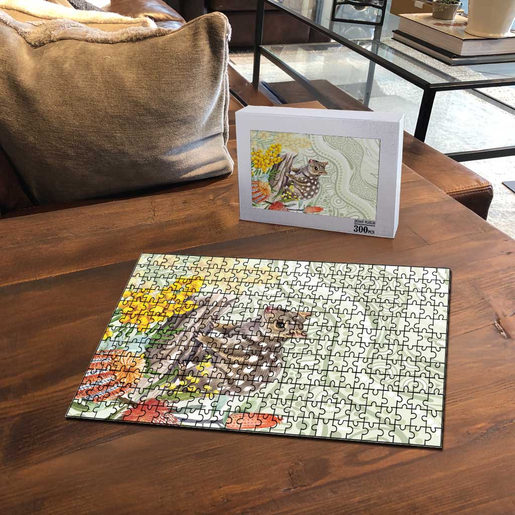 Eastern Quoll Australia Puzzle Watercolor National Flowers Indigenous Art - Aussie Hoodie