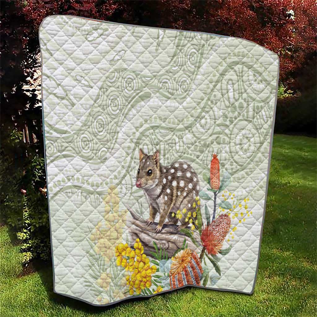 Eastern Quoll Australia Quilt Watercolor National Flowers Indigenous Art - Aussie Hoodie