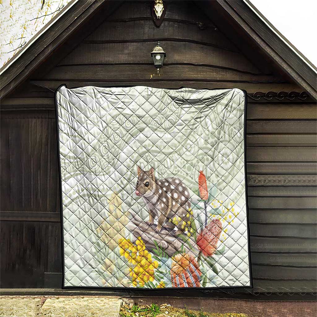 Eastern Quoll Australia Quilt Watercolor National Flowers Indigenous Art - Aussie Hoodie