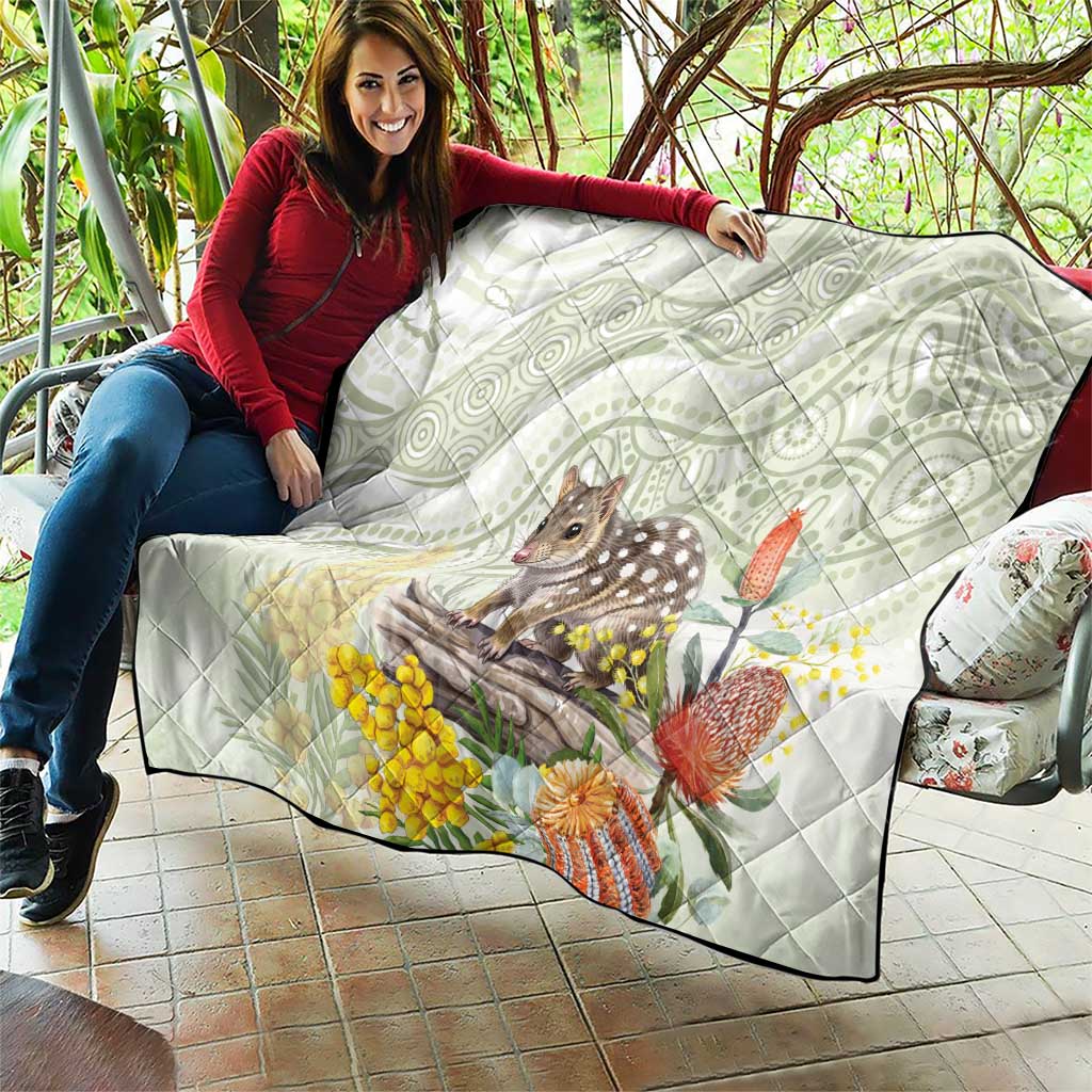 Eastern Quoll Australia Quilt Watercolor National Flowers Indigenous Art - Aussie Hoodie