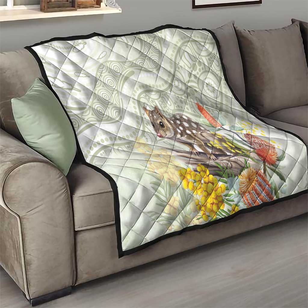 Eastern Quoll Australia Quilt Watercolor National Flowers Indigenous Art - Aussie Hoodie