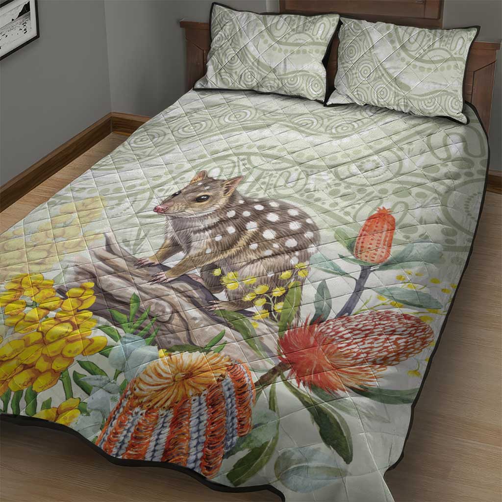 Eastern Quoll Australia Quilt Bed Set Watercolor National Flowers Indigenous Art - Aussie Hoodie